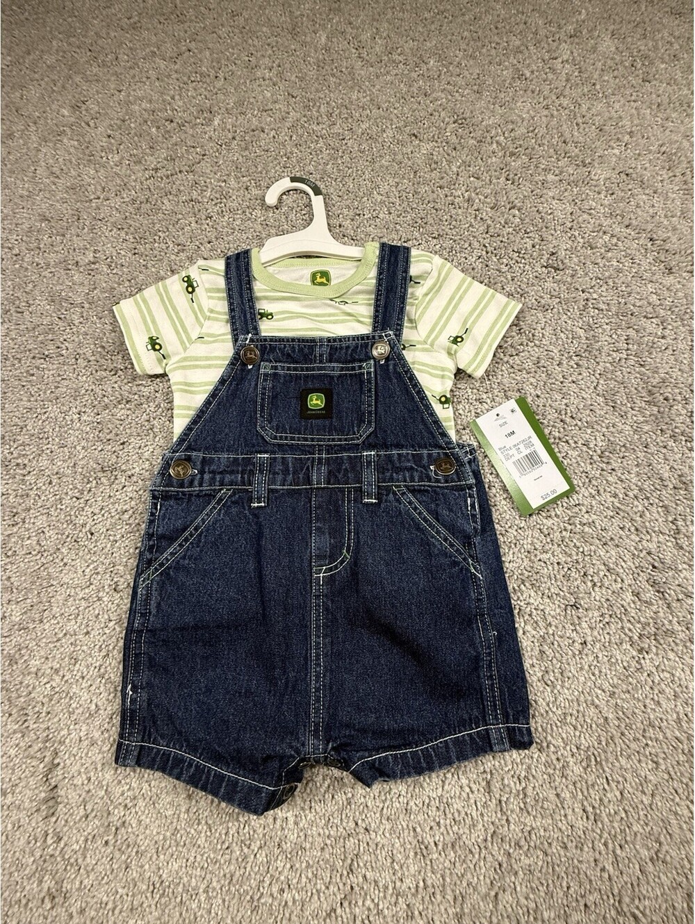 NWT John Deere Shortall Set 18 Months New Denim Overalls Tractor Tee